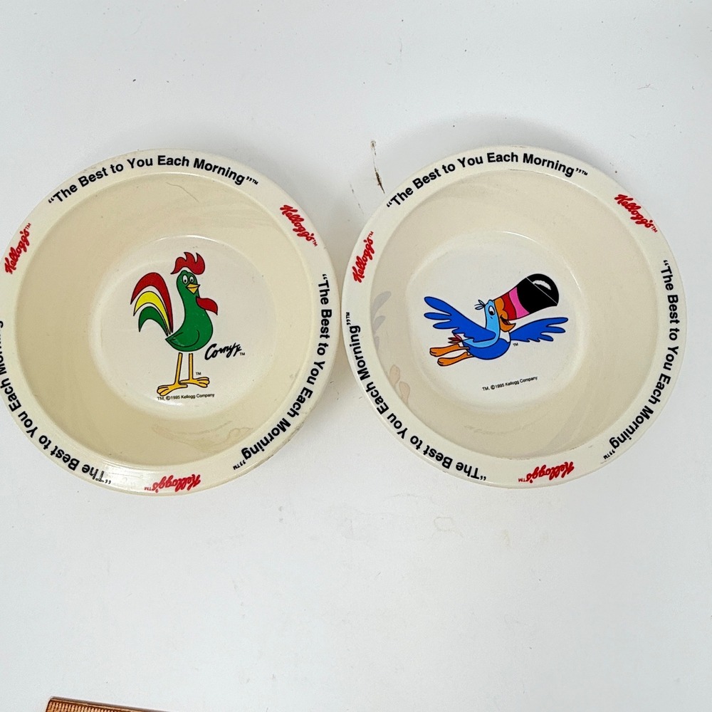 Kellogg's Cereal Bowls Corn Flakes Toucan Sam 1995 Collectible Set of 2